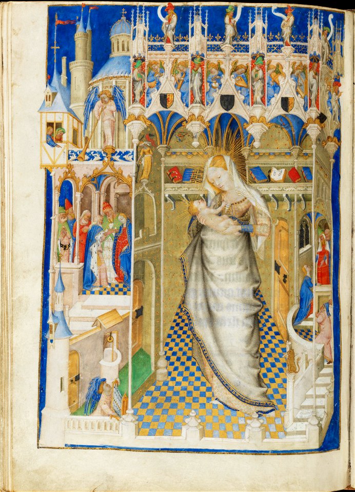 Hours of Isabella Stuart - Fitzwilliam Museum Ms62 f141v (Virgin and Child in a church)