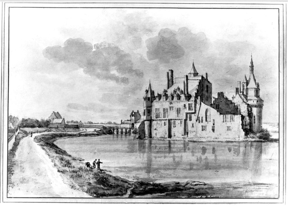 HUA-107306-Gezicht op het kasteel Duurstede te Wijk bij Duurstede met links de voorburcht uit het oosten