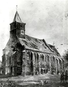 HUA-107594-Gezicht op een onbekende dorpskerk