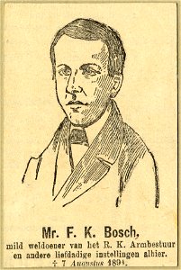 HUA-104116-Portret van mr FK Bos advocaat weldoener van verschillende RK liefdadige stichtingen te Utrecht overleden 1894 Borstbeeld links