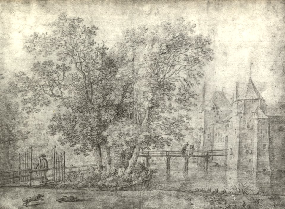 HUA-107404-Gezicht op het kasteel Ter Meer te Maarssen met links het toegangshek tot de voorburchtNB Het kasteel Ter Meer werd ook kasteel Maarssen of Zuylenburg