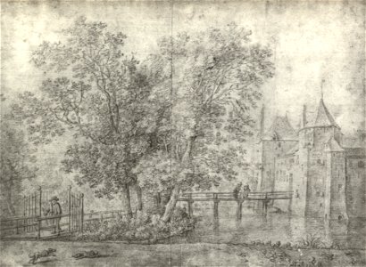 HUA-107404-Gezicht op het kasteel Ter Meer te Maarssen met links het toegangshek tot de voorburchtNB Het kasteel Ter Meer werd ook kasteel Maarssen of Zuylenburg