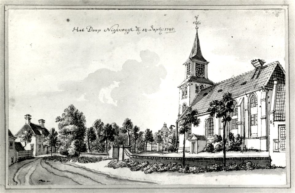 HUA-107610-Gezicht in het dorp Nigtevecht met rechts de Nederlands Hervormde kerk