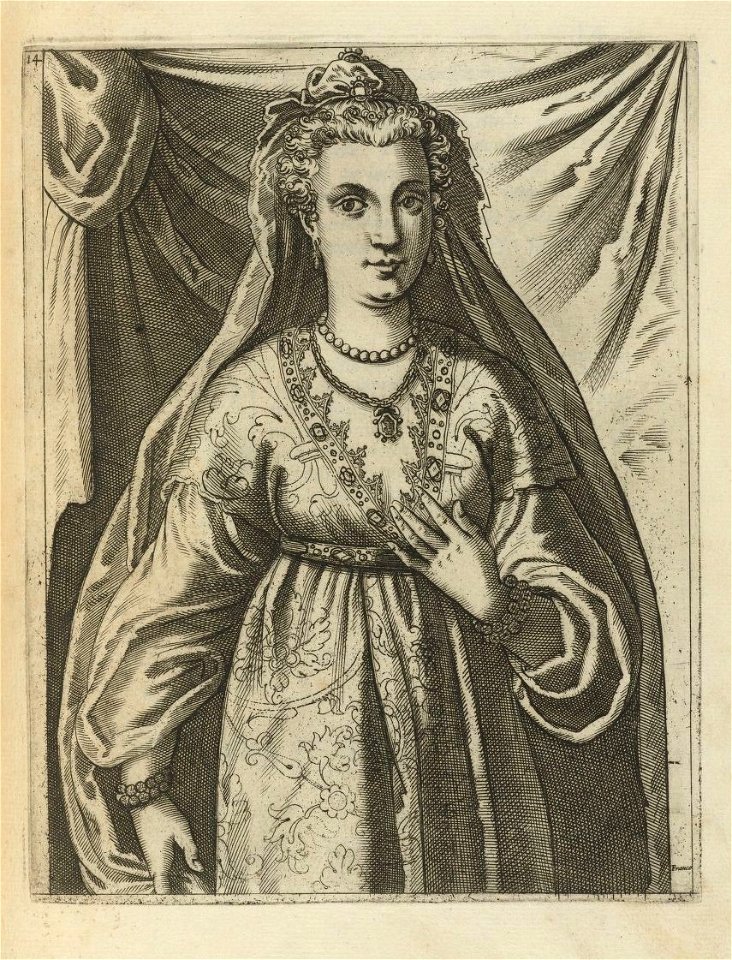 Houghton Typ 625 09.405 - Habiti delle donne venetiane intagliate in rame nuouament, plate 14