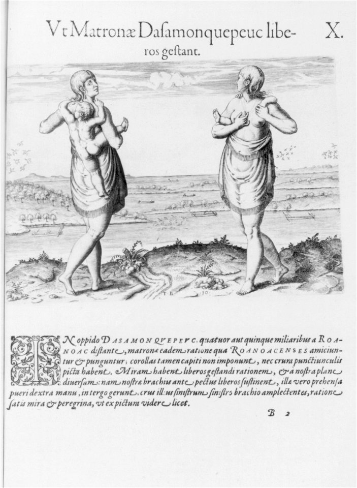 How the chief ladies of the town of Dasamonquepeio dress and carry their children) - T.B LCCN2001696967