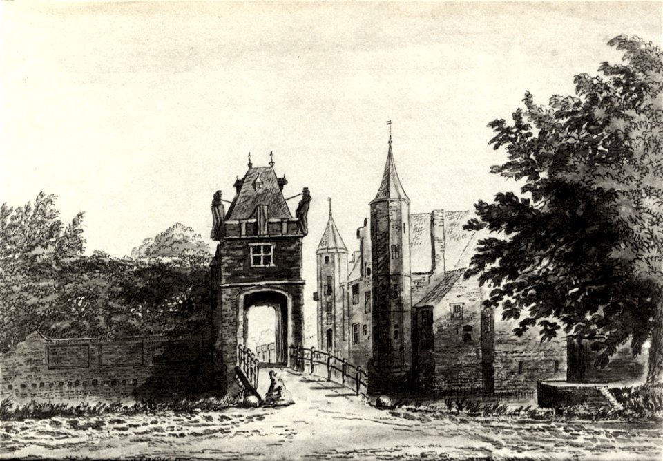 HUA-107525-Gezicht op het slot Zuylen te Oud Zuilen gemeente Zuilen uit het noordwesten met op de voorgrond het poortgebouwNB De gemeente Zuilen behoort sinds 1 