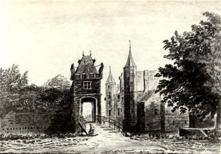 HUA-107525-Gezicht op het slot Zuylen te Oud Zuilen gemeente Zuilen uit het noordwesten met op de voorgrond het poortgebouwNB De gemeente Zuilen behoort sinds 1 