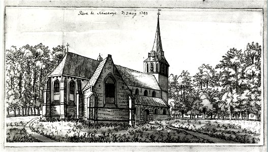 HUA-107616-Gezicht op de Nederlands Hervormde kerk te Schalkwijk uit het noordoostenNB De gemeente Schalkwijk is per 1 juli 1961 bij de gemeente Houten gevoegd