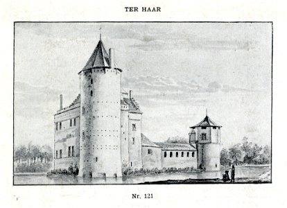 HUA-107351-Gezicht op het kasteel De Haar bij Haarzuilens uit het oosten NB De gemeente Haarzuilens is per 1 januari 1954 opgenomen in de gemeente Vleuten De Mee