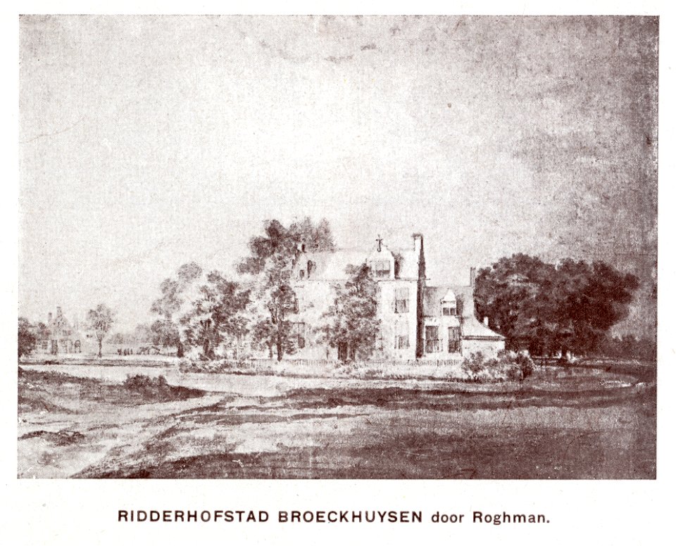 HUA-107297-Gezicht op het kasteel Broekhuizen bij Leersum met links het dienstgebouw