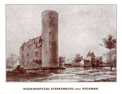 HUA-107475-Gezicht op het kasteel Sterkenburg te Driebergen uit het zuidoosten met links de voorburchtNB De gemeenten Driebergen en Rijsenburg zijn per 1 mei 193