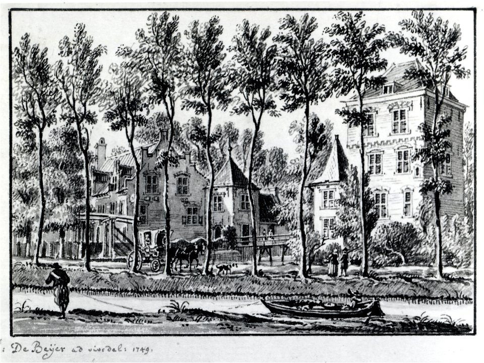 HUA-107503-Gezicht over de Schalkwijksewetering op de voor en de zijgevels van het huis Vuylcoop te Schalkwijk gemeente Houten met rechts de woontoren van de rid
