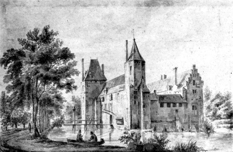 HUA-107405-Gezicht op het omgrachte kasteel Ter Meer bij Maarssen uit het zuidwestenNB Het kasteel Ter Meer werd ook kasteel Maarssen of Zuylenburg genoemd