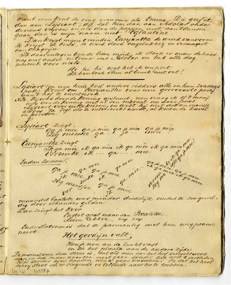 HUA-135567-Afbeelding van een pagina met geschreven commentaar op de opera Euryanthe van Carl Maria von Weber op 25 maart 1861 in de Utrechtse schouwburg uitgevo