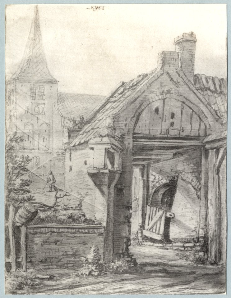 HUA-107641-Gezicht op de achterzijde van het toegangspoortje tot het kerkhof te Zeist