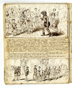 HUA-135578-Afbeelding van een pagina met twee tekeningen van scenes uit de opera Euryanthe van Carl Maria von Weber op 25 maart 1861 in de Utrechtse schouwburg u