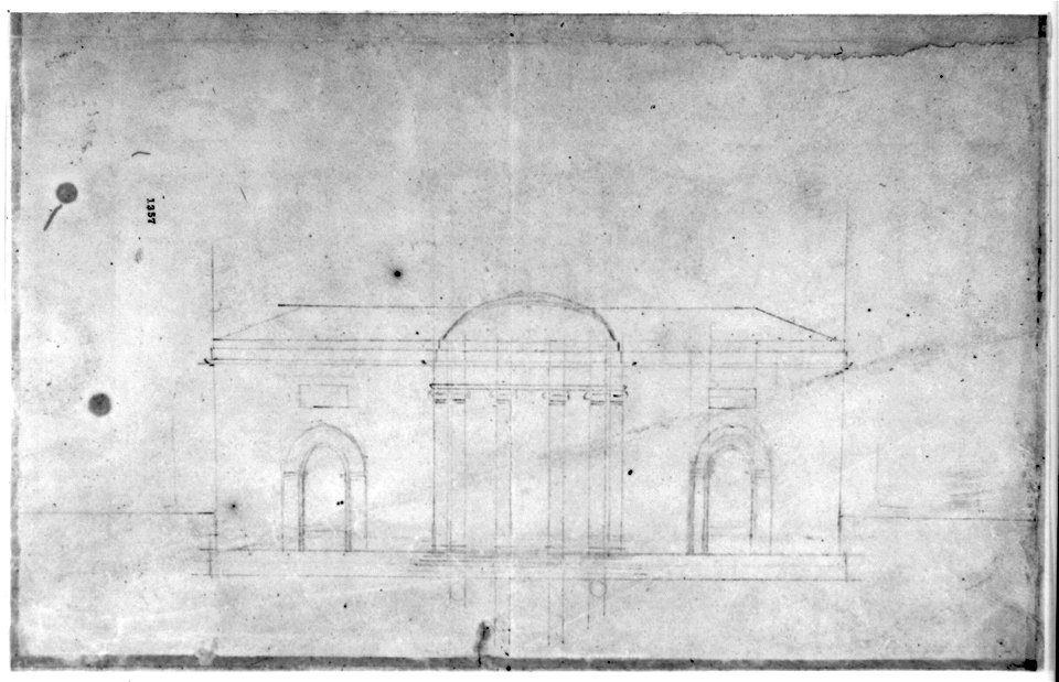 House (Tudor Place) for Thomas and Martha Custis Peter, 1644 31st Street, N.W., Georgetown, Washington, D.C. Front elevation sketch LCCN2002712412
