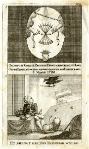 HUA-135537-Afbeelding van twee chassinetten voor vensters in een Utrechts gebouw ter gelegenheid van de verjaardag van prins Willem V van Oranje op 8 maart 1788 