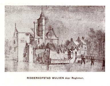 HUA-107511-Gezicht op het omgrachte kasteel Wulven te Houten uit het zuiden