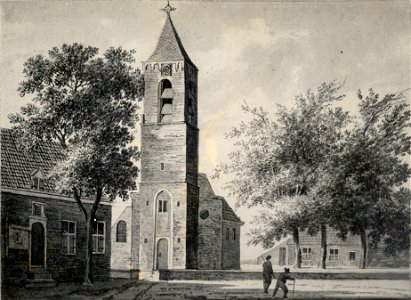 HUA-107578-Gezicht in het dorp Leersum met de Nederlands Hervormde kerk en enkele naastgelegen gebouwen