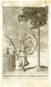 HUA-135538-Afbeelding van een chassinet voor een venster in een Utrechts gebouw ter gelegenheid van de verjaardag van prins Willem V van Oranje op 8 maart 1788 m