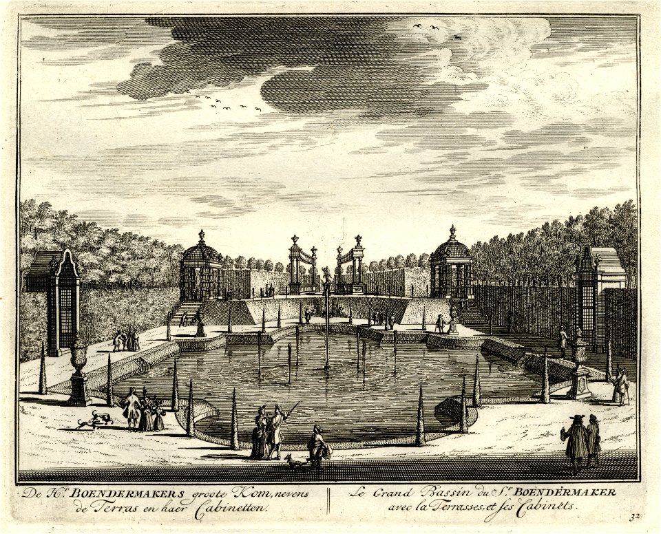 HUA-135617-Gezicht op de grote vijver in de tuin achter het huis Boom en Bosch te Breukelen