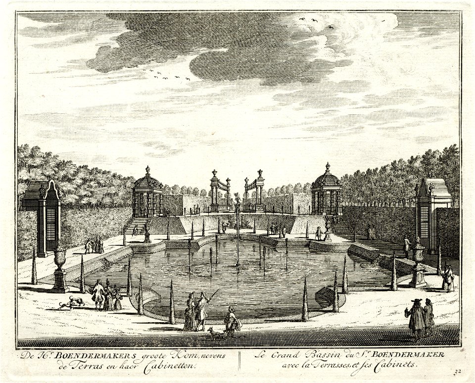 HUA-135721-Gezicht op de grote vijver in de tuin achter het huis Boom en Bosch te Breukelen