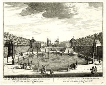 HUA-135721-Gezicht op de grote vijver in de tuin achter het huis Boom en Bosch te Breukelen