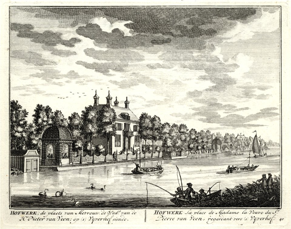 HUA-135729-Gezicht over de Vecht bij Breukelen op het huis Hofwerk uit het zuiden met rechts op de achtergrond het huis Vijverhof