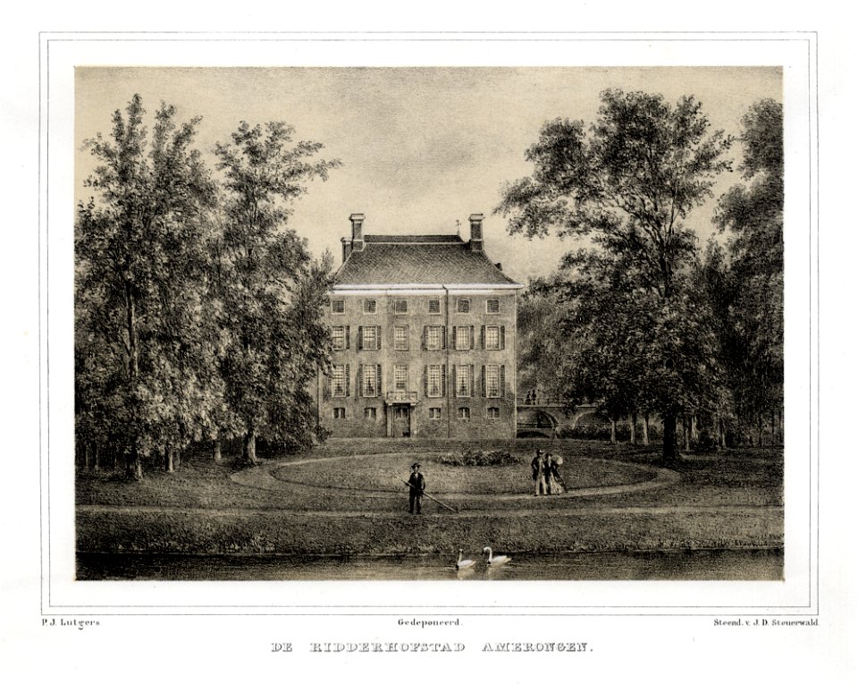 HUA-135912-Gezicht vanuit de tuin op de zuidgevel van het kasteel Amerongen te Amerongen uit het zuiden