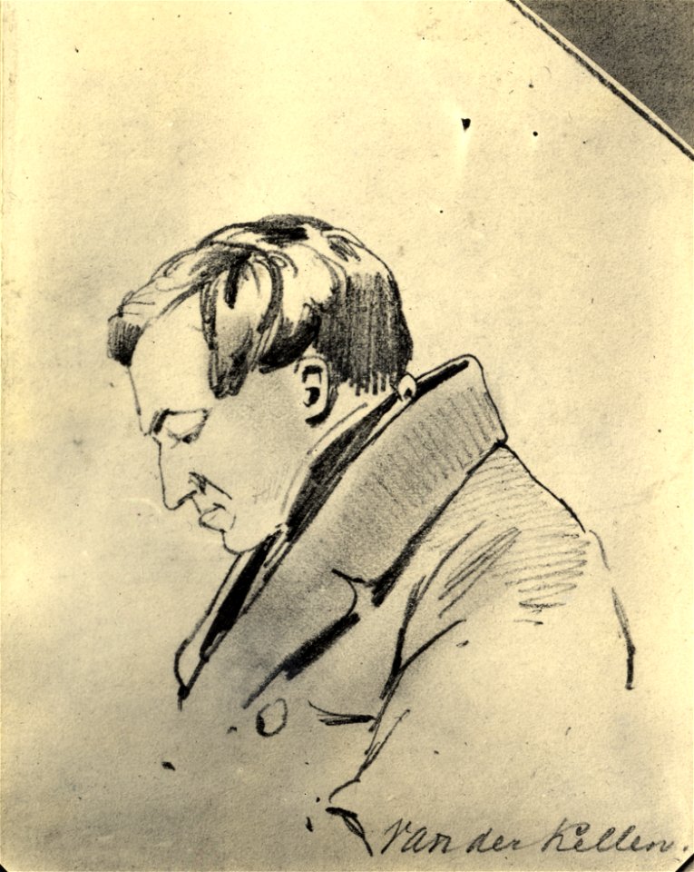 HUA-105258-Portret van D van der Kellen geboren 1804 stempelsnijder te Utrecht overleden 1879 Borstbeeld links in profiel