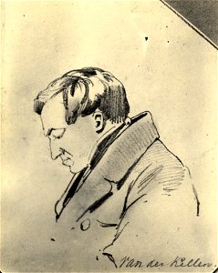 HUA-105258-Portret van D van der Kellen geboren 1804 stempelsnijder te Utrecht overleden 1879 Borstbeeld links in profiel