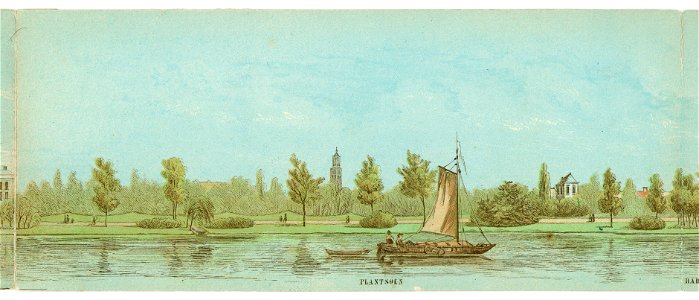 HUA-135014-Gezicht op het in Engelse landschapsstijl aangelegde singelplantsoen te Utrecht ter hoogte van de Zeven Steegjes