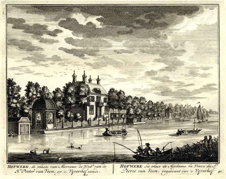 HUA-135625-Gezicht over de Vecht bij Breukelen op het huis Hofwerk uit het zuiden met rechts op de achtergrond het huis Vijverhof
