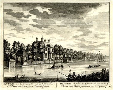 HUA-135625-Gezicht over de Vecht bij Breukelen op het huis Hofwerk uit het zuiden met rechts op de achtergrond het huis Vijverhof