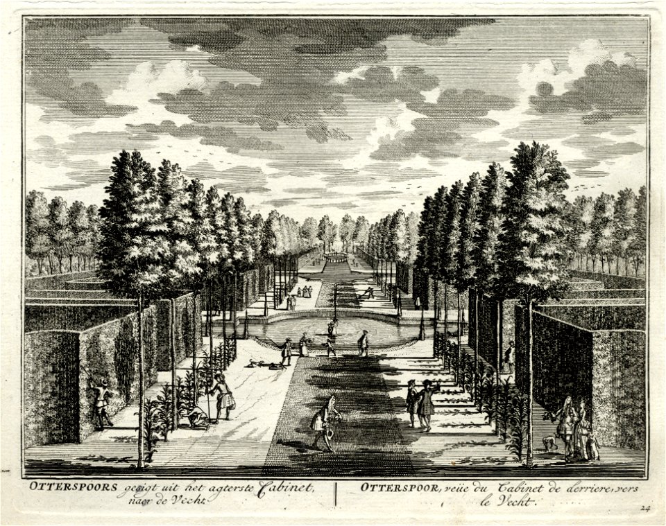 HUA-135713-Gezicht vanuit het achterste kabinet over de hoofdas in de tuin van de buitenplaats Otterspoor aan de Vecht bij Maarsseveen