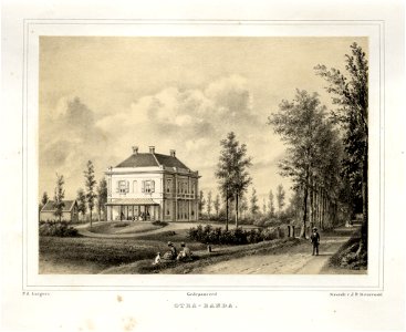 HUA-135884-Gezicht op de zij en de voorgevel van het huis Otra Banda te Rijsenburg met de bijbehorende tuinNB De gemeenten Driebergen en Rijsenburg zijn per 1 me