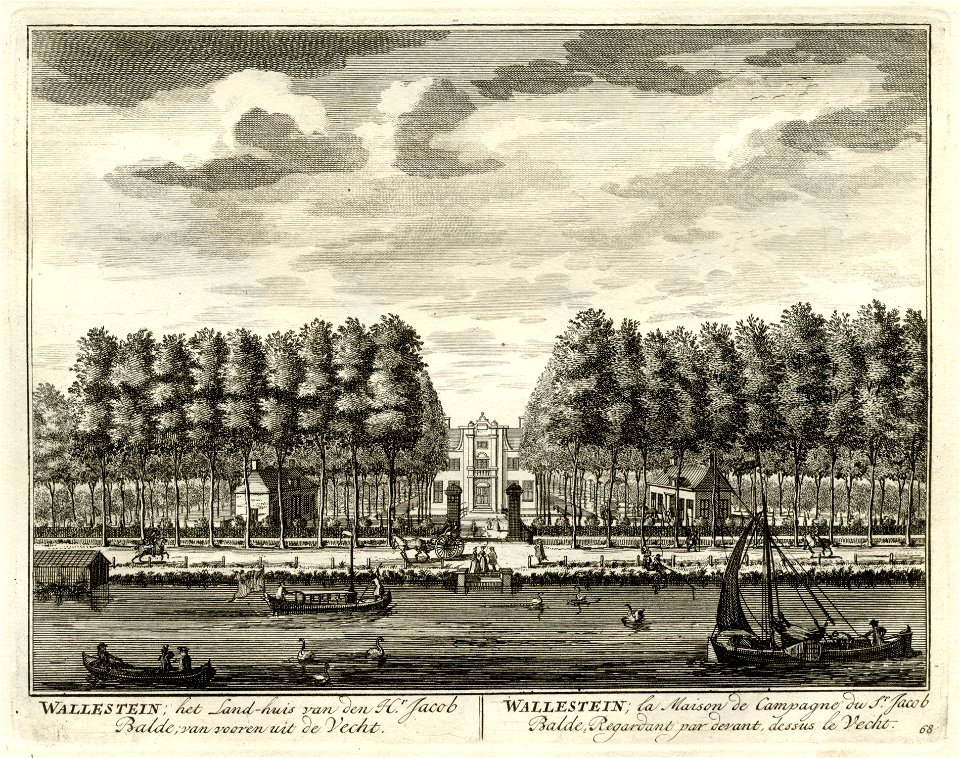 HUA-135653-Gezicht over de Vecht bij Loenen op de voorgevel van het huis Wallestein