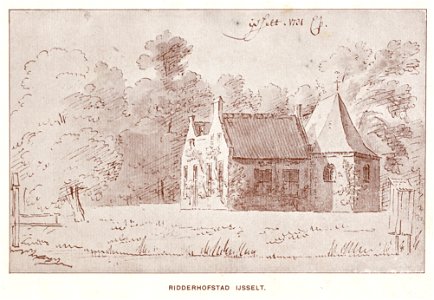 HUA-107370-Gezicht op de kapel te Isselt te Amersfoort met het daar tegenaan gebouwde huisNB Het huis bestaat nog in gewijzigde vorm en heeft het adres Isseltsew
