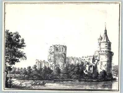 HUA-107320-Gezicht op de ruïne van het kasteel Duurstede te Wijk bij Duurstede met rechts de Bourgondische toren. Free illustration for personal and commercial use.