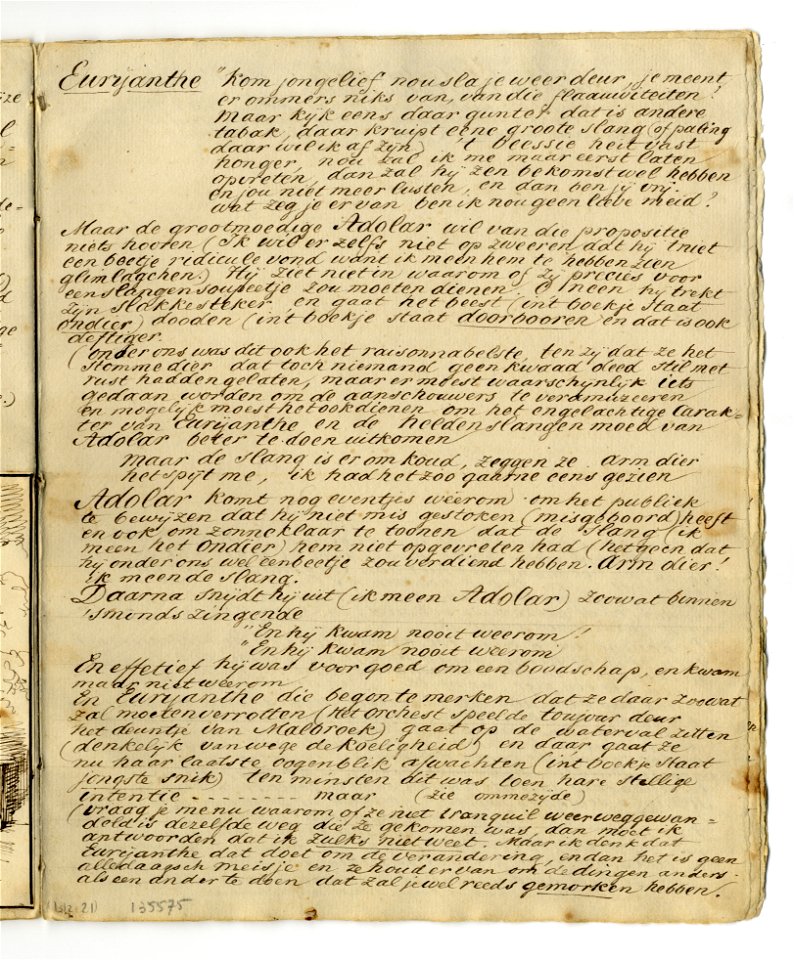 HUA-135575-Afbeelding van een pagina met commentaar op de opera Euryanthe van Carl Maria von Weber op 25 maart 1861 in de Utrechtse schouwburg uitgevoerd