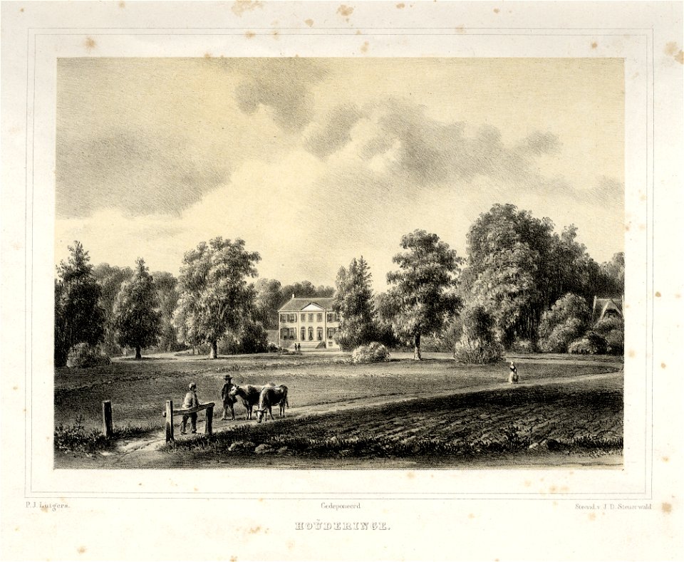 HUA-135856-Gezicht over de landerijen op de voorgevel van het huis Houdringe bij De Bilt