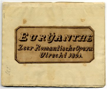 HUA-135555-Afbeelding van de titelpagina van een verzameling tekeningen van personages tafrelen en teksten parodieën op de opera Euryanthe van Carl Maria von Web