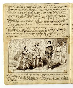 HUA-135564-Afbeelding van een pagina met een tekening van een scene in de eerste actie van de opera Euryanthe van Carl Maria von Weber op 25 maart 1861 in de Utr