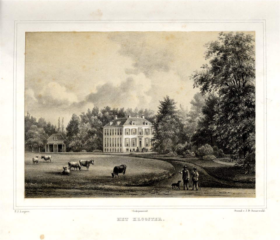 HUA-135853-Gezicht vanuit het park op de zij en voorgevel van het huis Het Klooster bij De Bilt