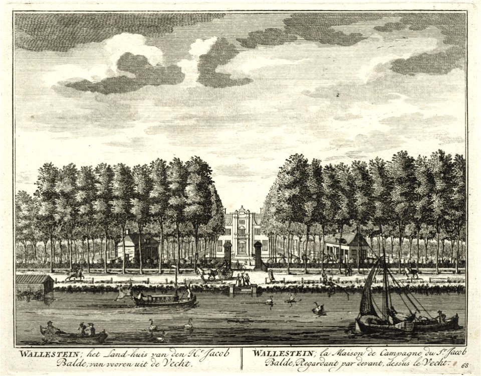HUA-135757-Gezicht over de Vecht bij Loenen op de voorgevel van het huis Wallestein