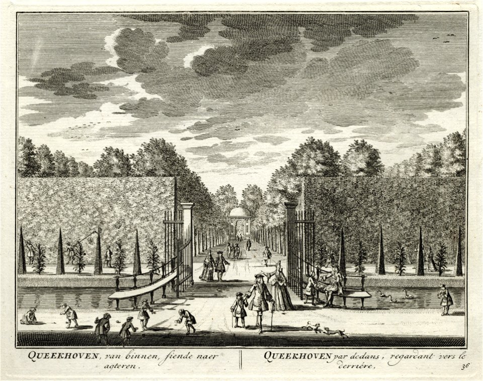 HUA-135725-Gezicht over de hoofdas in de tuin achter het huis Queeckhoven bij Breukelen aan de Vecht