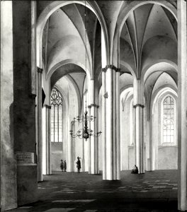 HUA-108664-Interieur van de Buurkerk te Utrecht het schip uit het noorden gezien