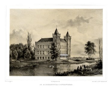 HUA-135924-Gezicht over de Kromme Rijn op het kasteel Beverweerd bij Werkhoven uit het westen