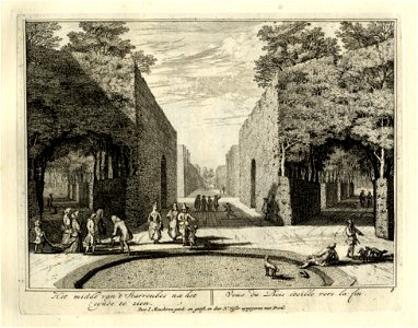HUA-135957-Gezicht in de tuin van de buitenplaats Heemstede te Houten de hoofdas gezien vanuit het midden van het sterrebos